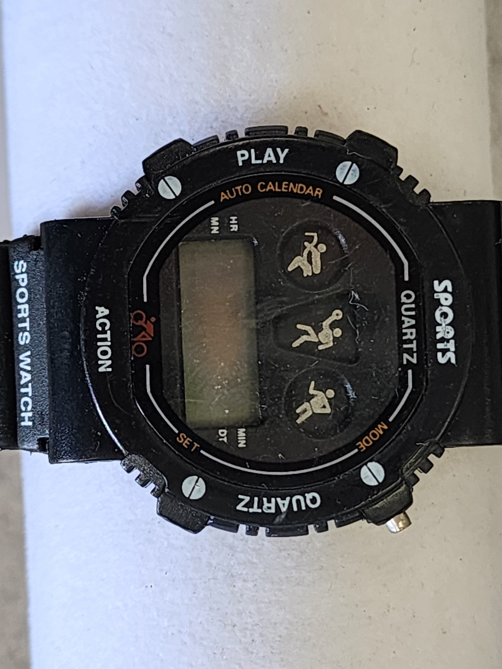 Vintage Black Digital Sports Watch Animated Multi Sport Display Retro Quartz